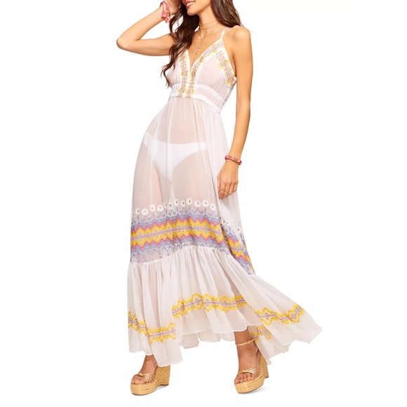 Ramy Brook Dresses & Skirts - NEW Ramy Brook Sienna Embroidered Chiffon Swim Cover-Up Maxi Dress White XL $365